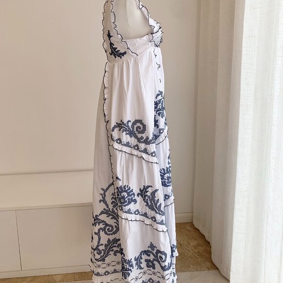 ALEMAIS HAZEL SMOCKED EMBROIDERED MIDI DRESS - Picture 6 of 13